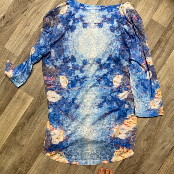 FDJ 3/4 Sleeve Colorful Tunic with Rhinestones - Picture 2 of 7